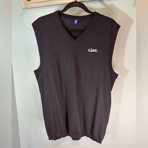 RARE FIND LIDL Embroidered Logo Wool Sleeveless Sweater Pullover in Navy Blue